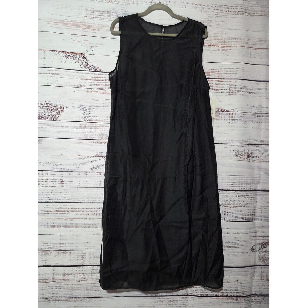 A New Day Womens XXL Black Shimmer Sheer Shell Midi Dress Sleeveless NWT